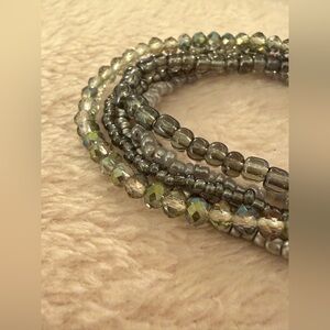 Chic Silver Beaded Bracelet Set Of 6